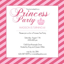 Pink Princess Crown Girls Birthday Party Invitation