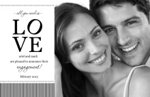 Black and White Stripes Love Engagement Announcement