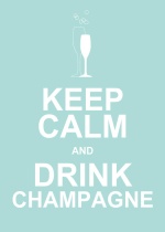 Blue Keep Calm Champagne Glasses Engagement Party Invite