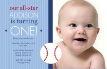 All Star Baby Baseball First Birthday Invitation
