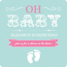 Pink and Teal Vintage Girl Baby Shower Invitation