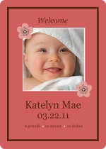 Pink and Brown Flower Birth Announcement
