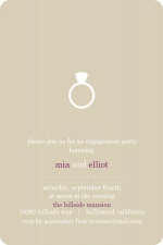 Simple Taupe and White Ring Engagement Party Invite