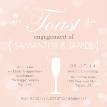 Peach Toasting Bubbles Engagement Party Invite