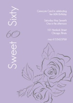 Sweet Rose Outline 60th Birthday Invitation