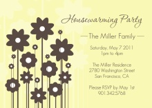 Floral Brown and Yellow Housewarming Invite