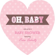 Pink Polka Dot Heart Girl Baby Shower Invitation