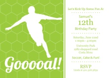 Green Goooal Soccer Party Invitation
