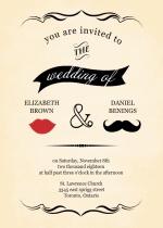 Vintage Mustache  Wedding Invitation