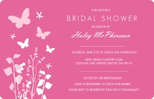 Pink Butterflies and Flowers Bridal Shower Invite