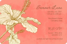 Pink Sophisticated Hibiscus Luau Invitation 