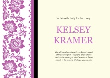 Purple Flowers and Lace Bachelorette Party Invitation