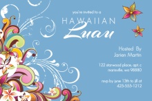 Swirly Hibiscus Blue Luau Invite