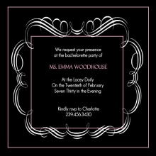 Black with Pink Frilly Bachelorette Party Invitation 