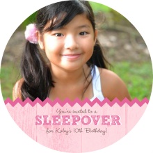 Pink Wood Grain Sleepover Party Invitation