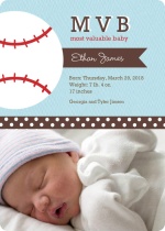 Blue and Brown Baseball Birth Announcement