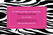Zebra Stripes and Pink Bachelorette Party Invitation