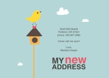 Bird and Blue Sky Moving Announcement