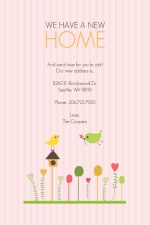 Pink Stripes and Birds Moving Announcement