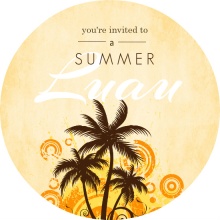 Orange and Brown Swirly Palm Trees Luau Invitation 