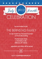 Blue and Red Stars and Banner Fourth of July Invite