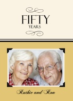 Trifold Gold Photo 50th Wedding Anniversary Invitation