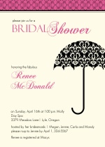 Damask Umbrella Bridal Shower Invite