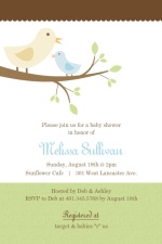 Mama and Baby Bird Boy Baby Shower Invitation