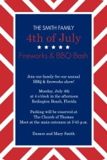 Patriotic Red and Blue BBQ 4th of July Invitation