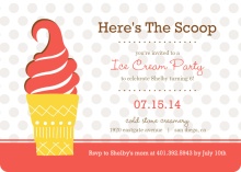 Pink and Brown Ice Cream Cone Summer Party Invitation