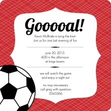 Red and Black Soccer Stripes Bachelor Party Invitation