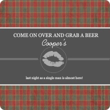 Red Green and Gray Plaid Bachelor Party Invitation