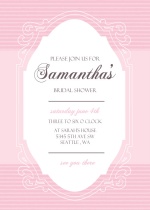 Chocolate and Pink Vintage Mirror Bridal Shower Invitation