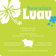 Bright Green Hawaiian Pig Roast Luau Invitation