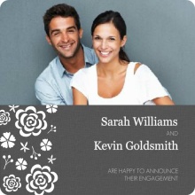 Gray with White Flowers Engagement Announcement