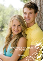 White Swirl Photo Engagement Announcement