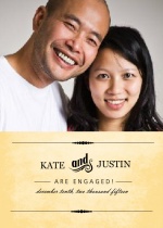 Cream Vintage Photo Engagement Announcement