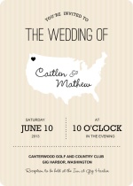 Cream And Black United States Map  Wedding Inviation
