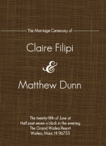 Elegant Textured Brown  Wedding Program