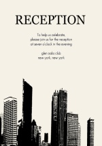 Black White and Gray City Skyline  Wedding Enclosure Card
