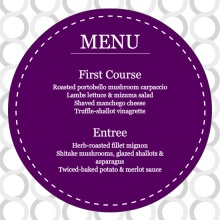 Plum and Silver  Wedding Menu