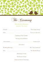 Brown and Green Love Birds  Wedding Program