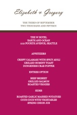 Bold and Beautiful  Wedding Menu