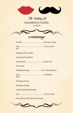 Vintage Mustache  Wedding Program 