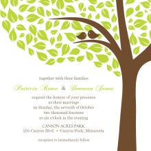 Brown and Green Love Birds  Wedding Invite