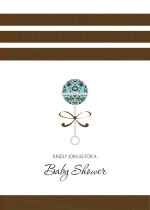 Sophisticated Brown Linen and Rattle  Baby Shower Invite