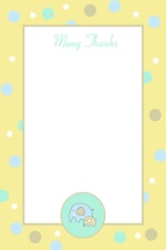 Sweet Yellow Baby Elephant  Baby Shower Thank You Card