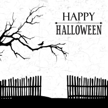Black and White Haunted House Halloween Card