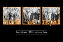 Black Trick or Treat Three Photo Halloween Card