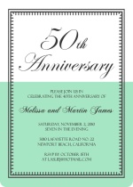 White and Aqua Vintage 50th Wedding Anniversary Party Invitations